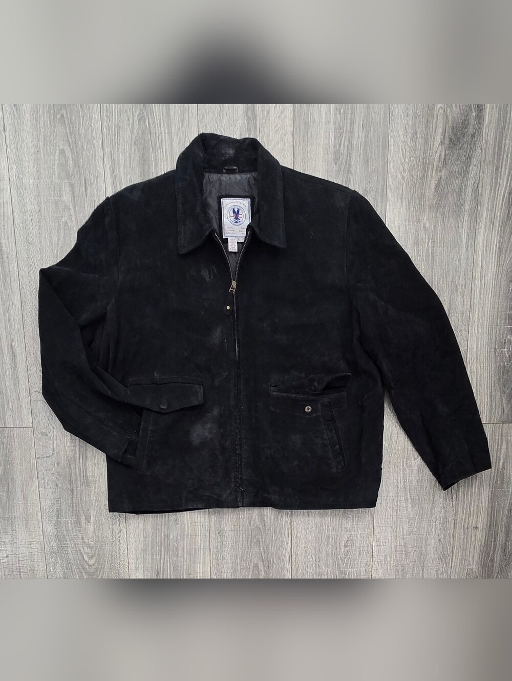 Vintage JLC American Classics Black Suede Leather Jacket Men’s XL Quilted #588